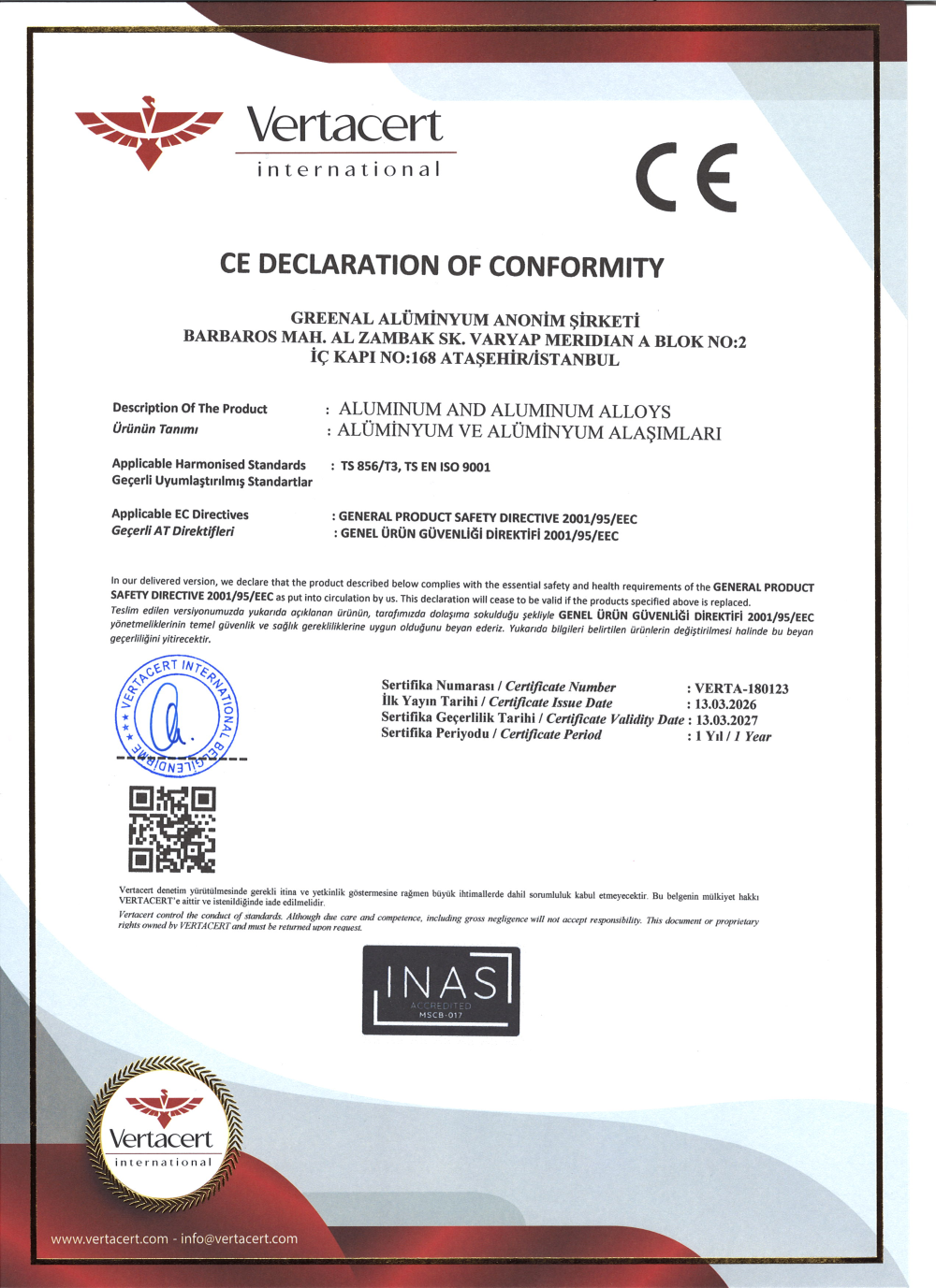 TS 856 T3 / TS EN ISO 9001 sertifikası